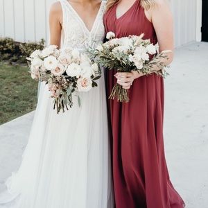 Azazie Nikka Bridesmaid Dress | desert rose | size A6 | Worn once- not altered